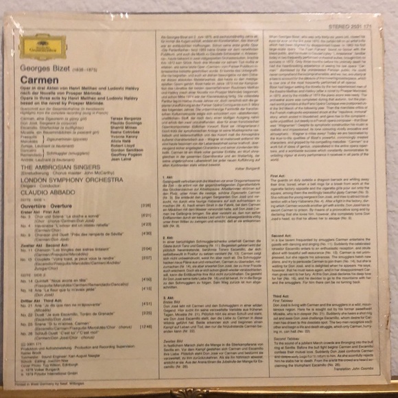 Georges Bizet:Carmen Teresa Berganza Placido Domingo London Symph. Orch.Vinyl Lp - Picture 2 of 5